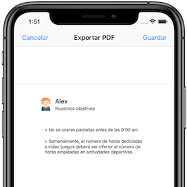 Detalle exportación PDF a iTunes